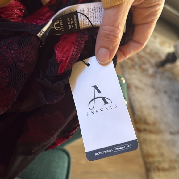 Anewsta Elegant Black and Red Floral Dress - Picture 11 of 14